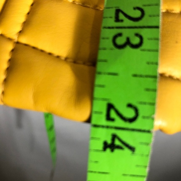 Womens Yellow Faux Leather Jacket. Size 16” pit to pit (Small). - Picture 6 of 9